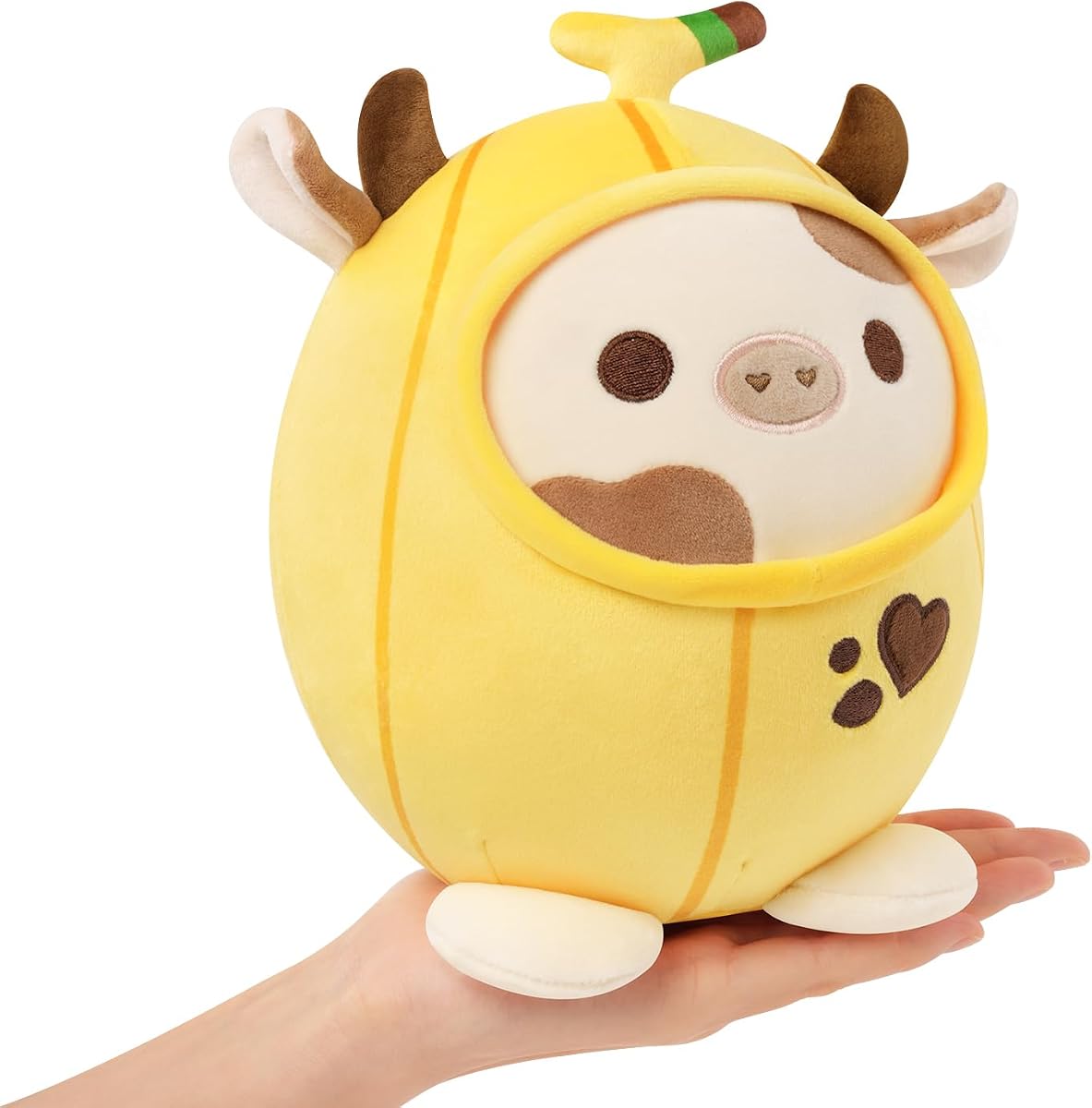Banana Cow Plush Pillow Cow with Banana Outerwear — Yellow 8" — view 2