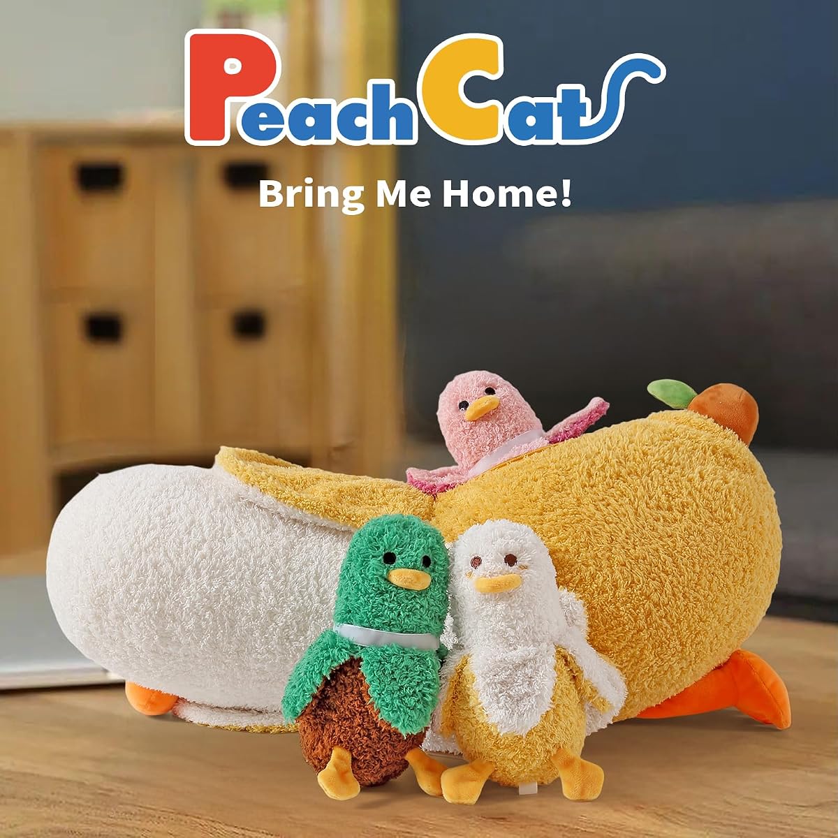 Banana Duck Plush 1 Mommy Banana Duck with 3 Babies Inside, 4 Pieces Set — 19.7" — view 3