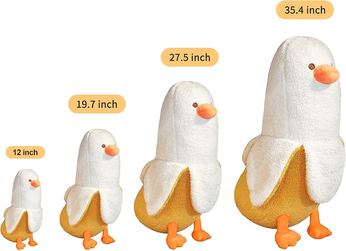 Banana Duck Hugging Plush Pillow Duck — White 12" — view 3