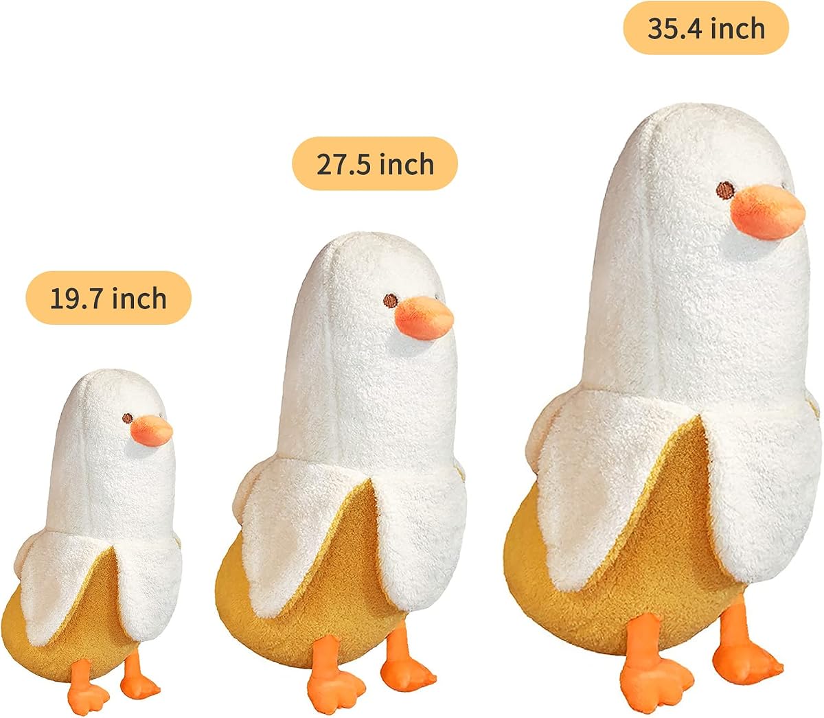 Banana Duck Hugging Plush Pillow Duck — White 35.4" — view 3