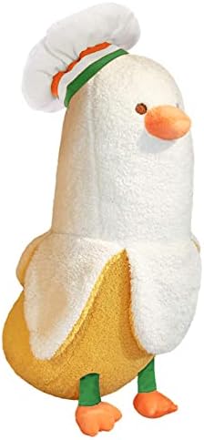 Banana Duck Long Banana Chef Duck Plush Pillow — White 12"