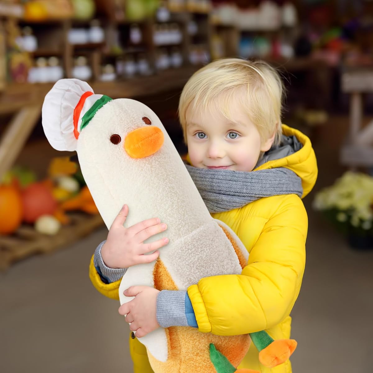 Banana Duck Long Banana Chef Duck Plush Pillow — White 19.7" — view 5