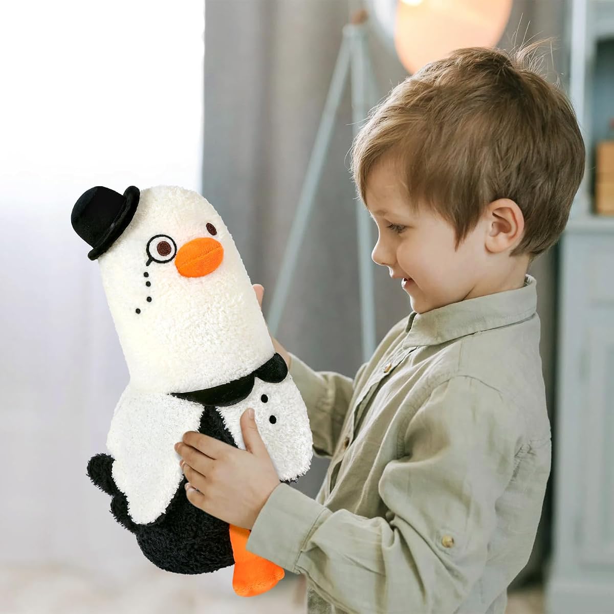 Banana Duck Plush Pillow in a Bowler Hat Monocle — 12" — view 5