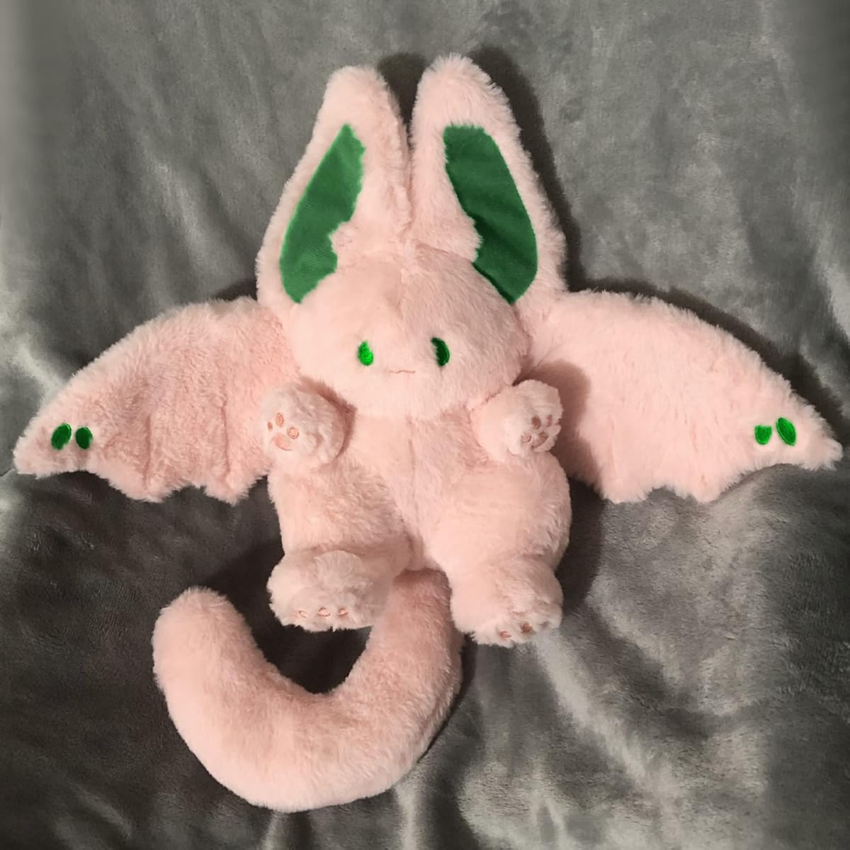 Bat Bunny Plush Pillow Kawaii Bat Rabbit — Pink 12" — view 3