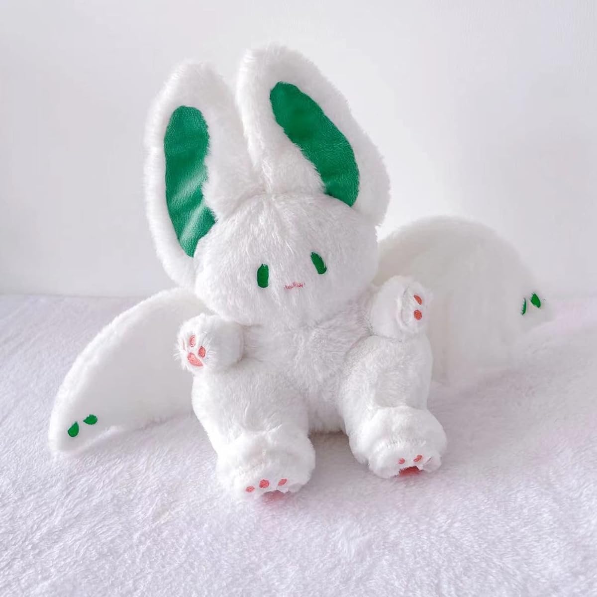 Bat Bunny Plush Pillow Kawaii Bat Rabbit — White 12" — view 3