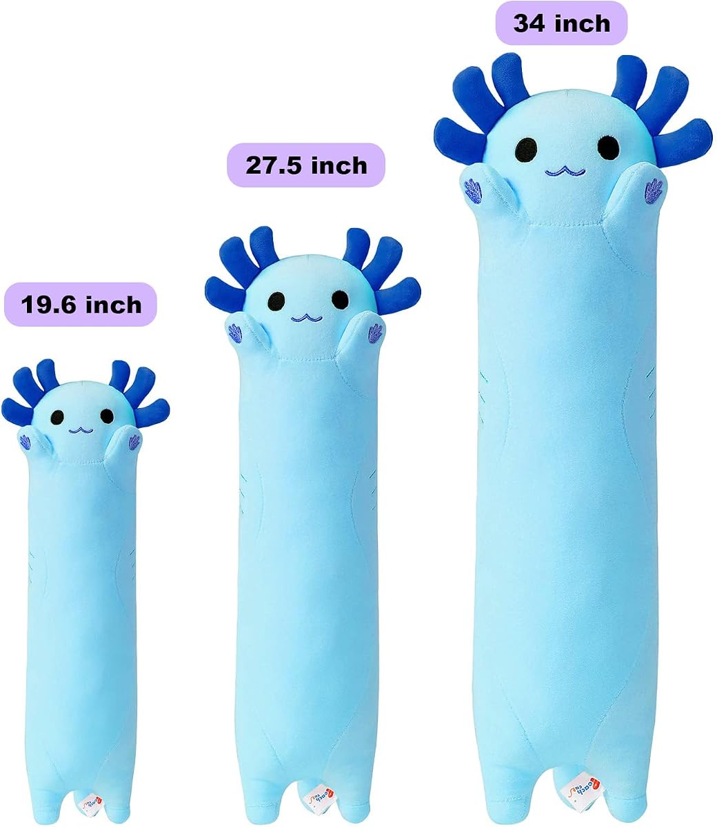 Blue Long Axolotl Plush Pillow Axolotl — 34" — view 5