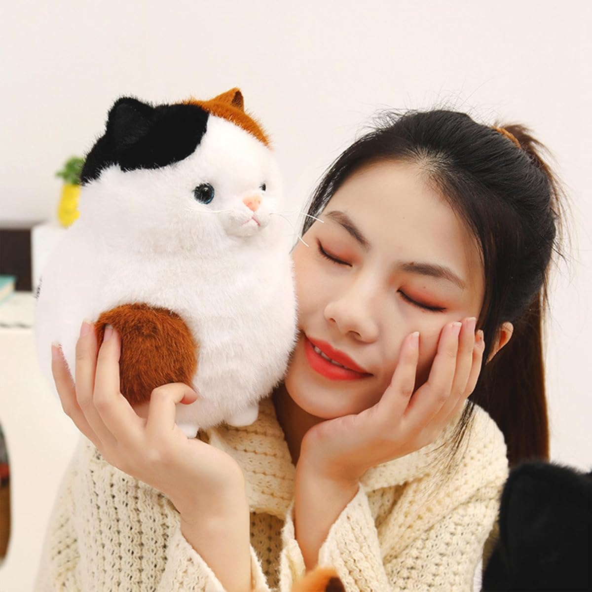 Fat Calico Cat Plush Kitten Pillow — 7.9" — view 5
