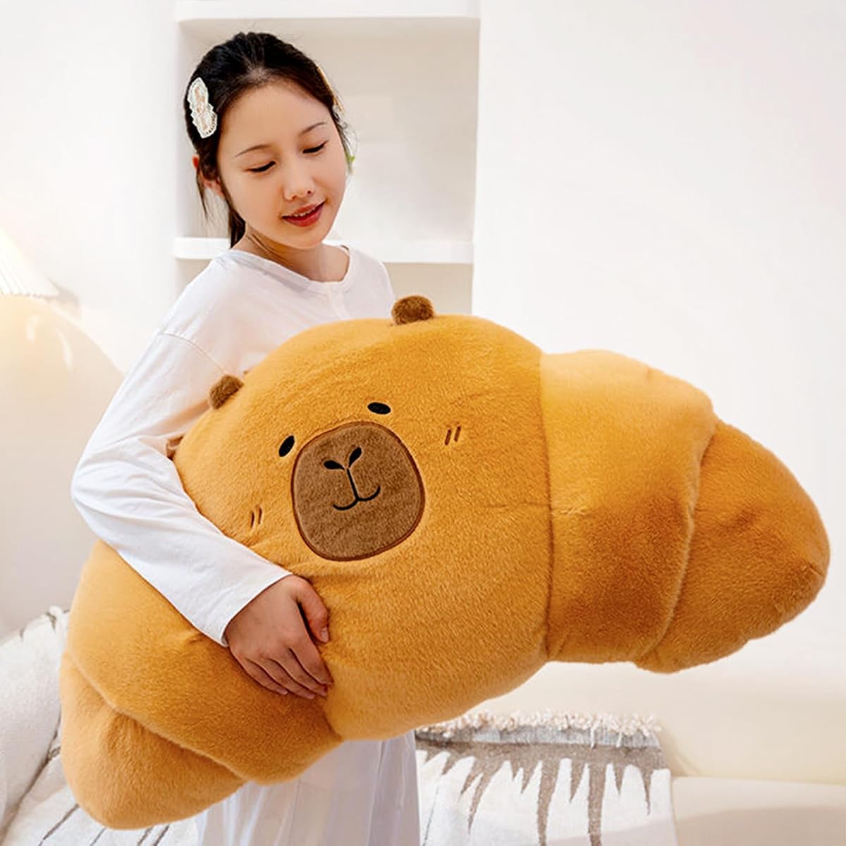 Croissant Capybara Plush Pillow Toast Bread Food — 27.5" — view 2