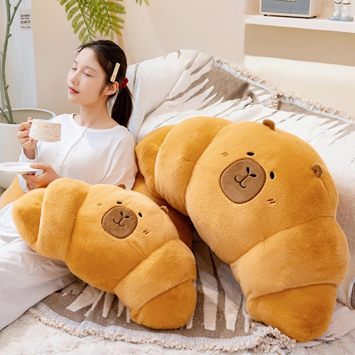 Croissant Capybara Plush Pillow Toast Bread Food — 27.5" — view 5