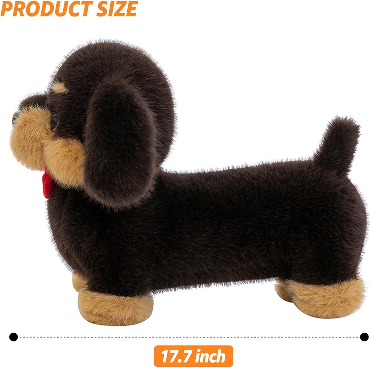 Dachshund Dog with Red Bow Wiener Puppy Plush — 17.7" — view 4