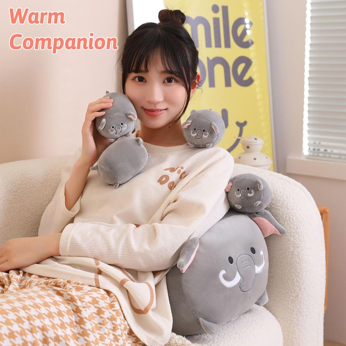 Elephant 1 Mommy with 4 Babies Inside, 5 Pieces Set Plush — 15.7" — view 5