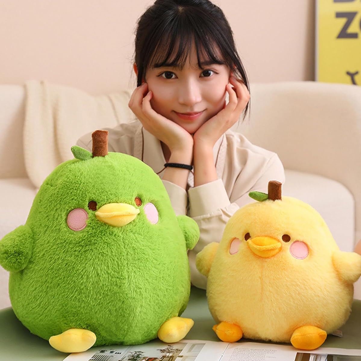 Fruit Pear Duck Plush Pillow Duck — Yellow 16" — view 5