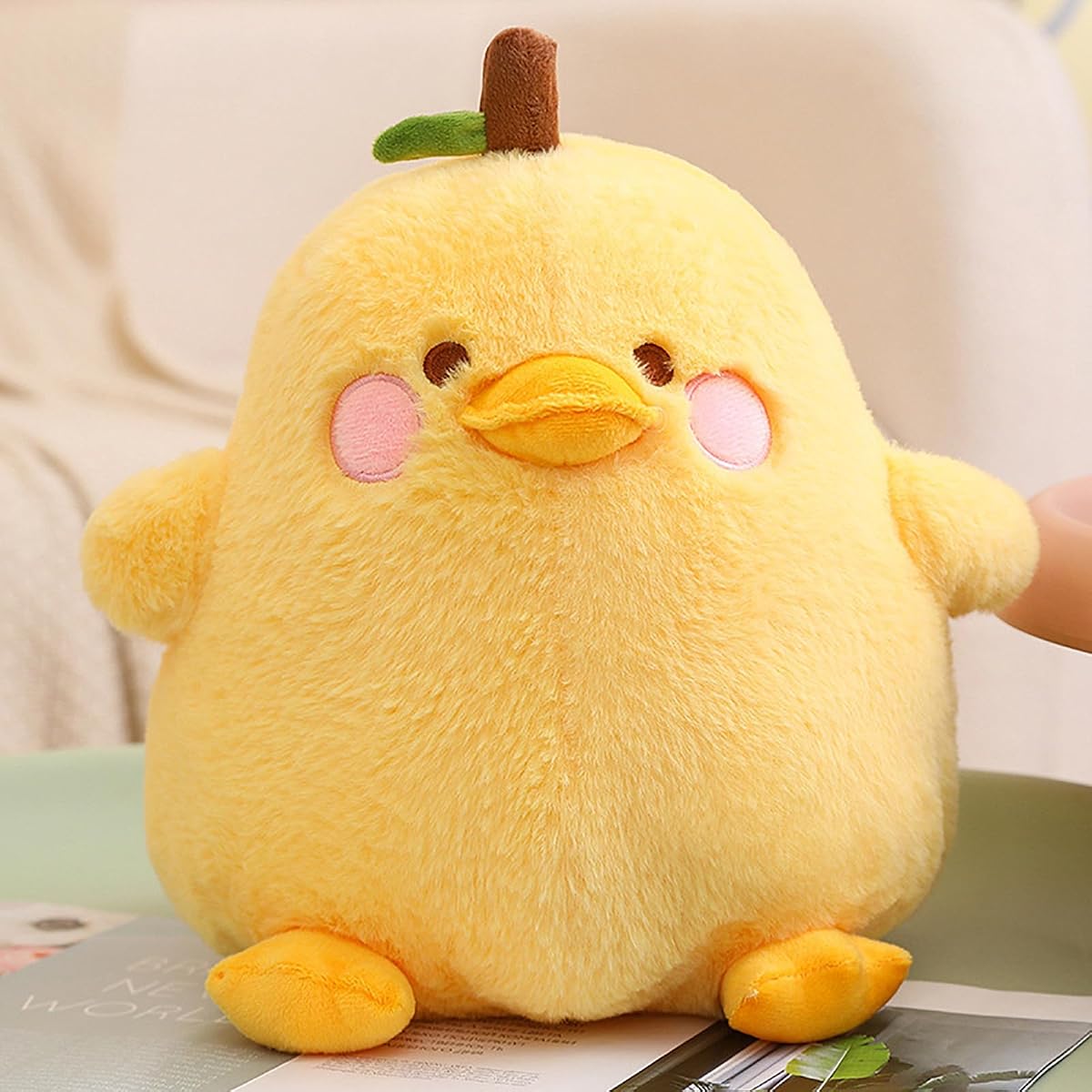 Fruit Pear Duck Plush Pillow Duck — Yellow 8" — view 3
