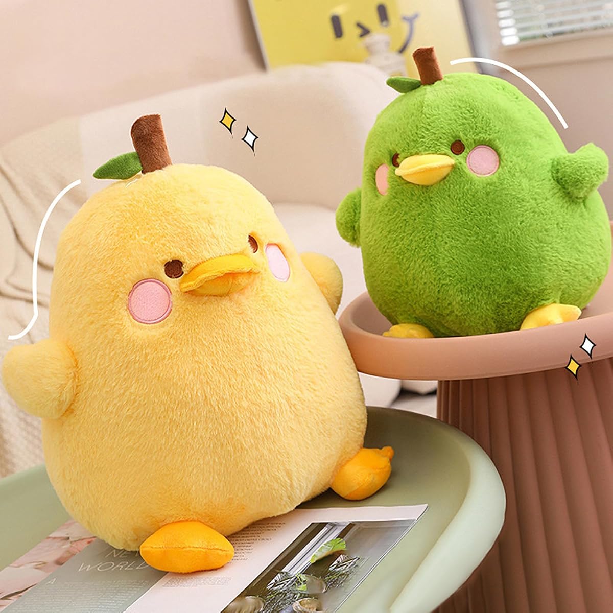 Fruit Pear Duck Plush Pillow Duck — Yellow 8" — view 5