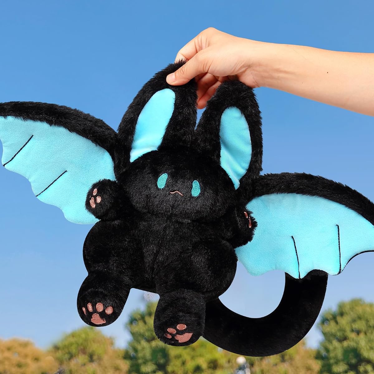 Kawaii Bat Bunny Plush Pillow Bat Rabbit — Black 12" — view 3