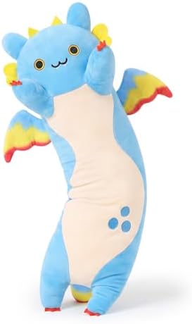 Long Dragon Cat Plush Pillow Dragon Cat — Blue 19.6"