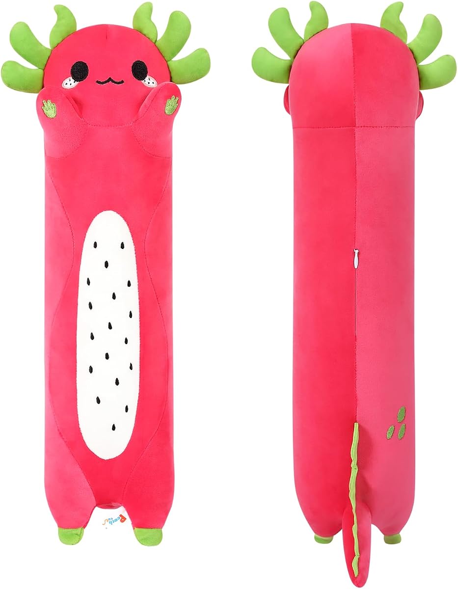 Long Dragon Fruit Axolotl Kawaii Pitaya Axolotl Plush Pillow — 34" — view 2