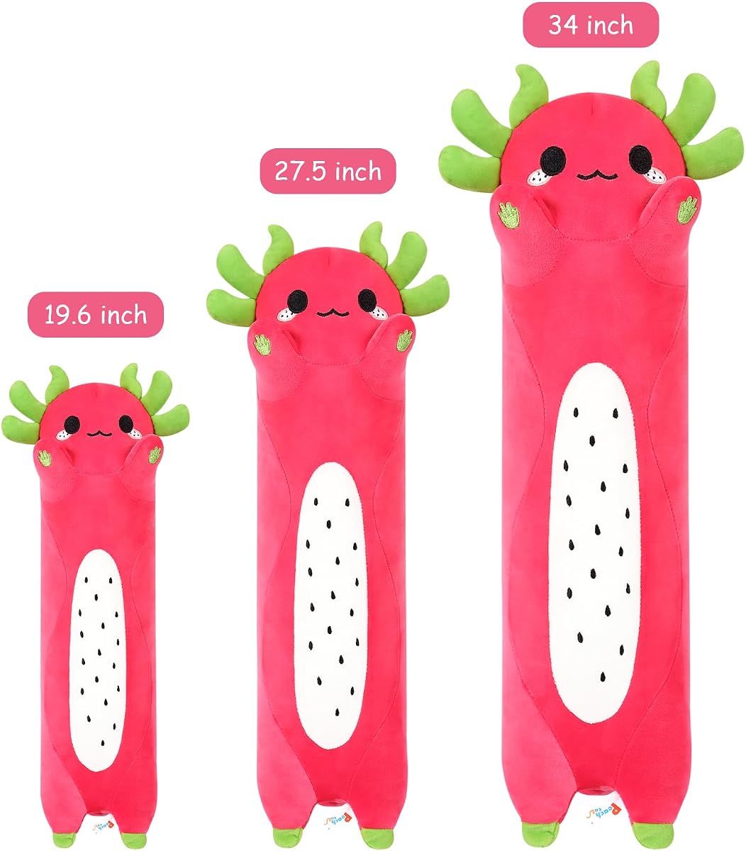 Long Dragon Fruit Axolotl Kawaii Pitaya Axolotl Plush Pillow — 34" — view 5