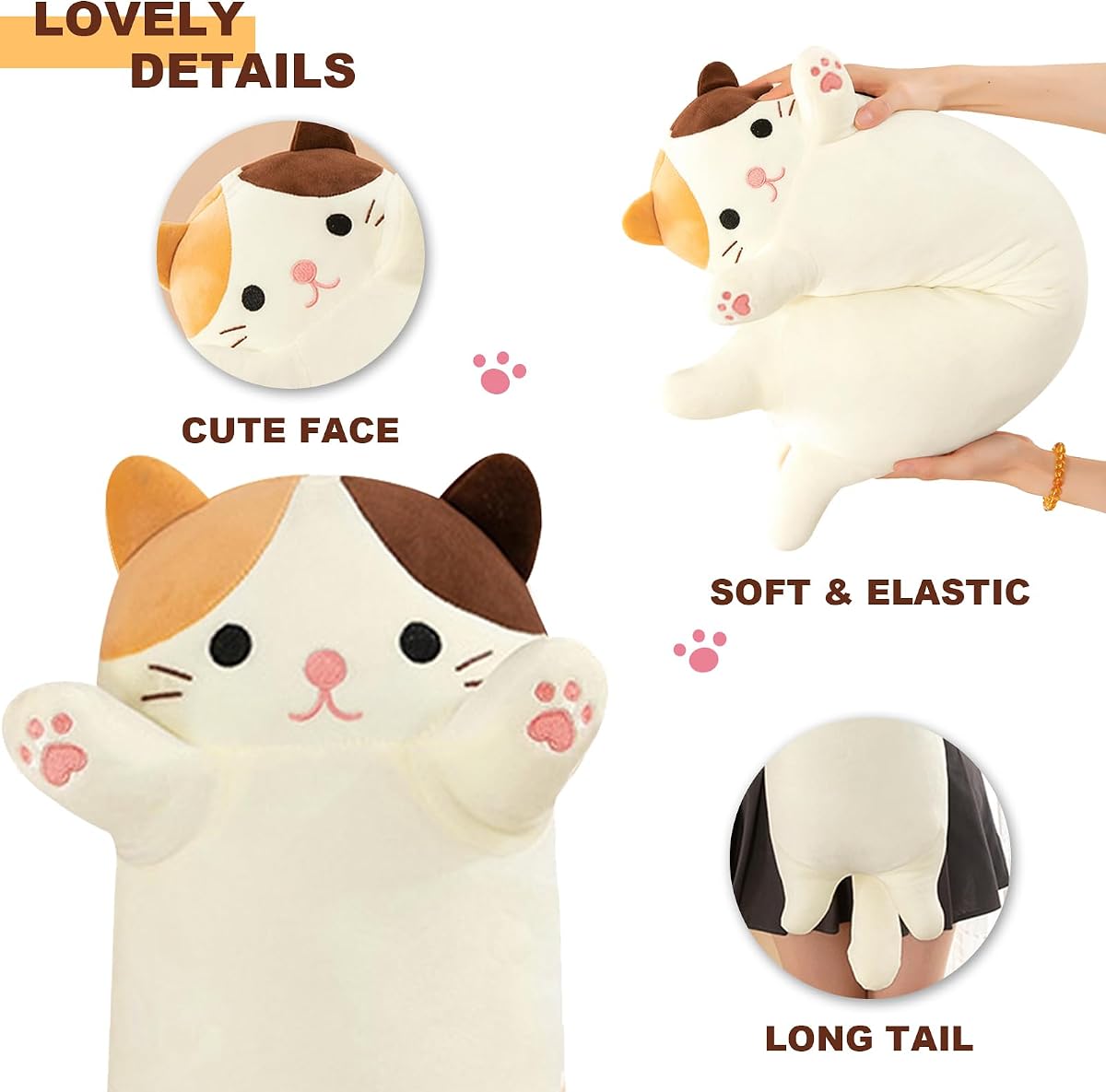 Long Cat Plush Pillow Kitten — 27.5" — view 4