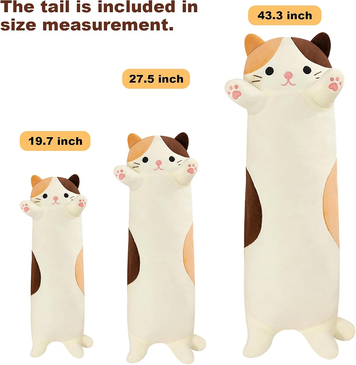 Long Cat Plush Pillow Kitten — 43.3" — view 3