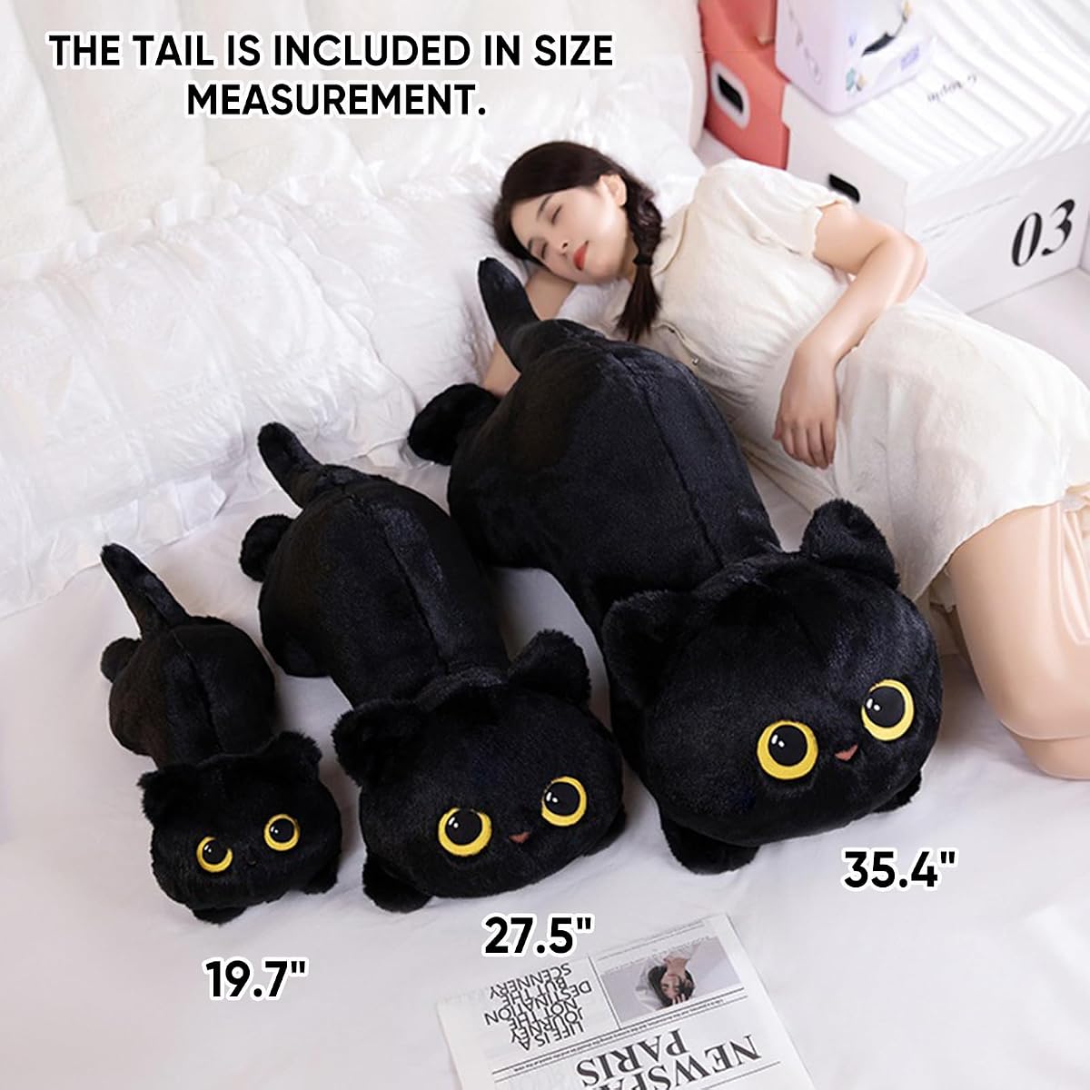 Long Cat Plush Pillow Kitten — 27.5" — view 3
