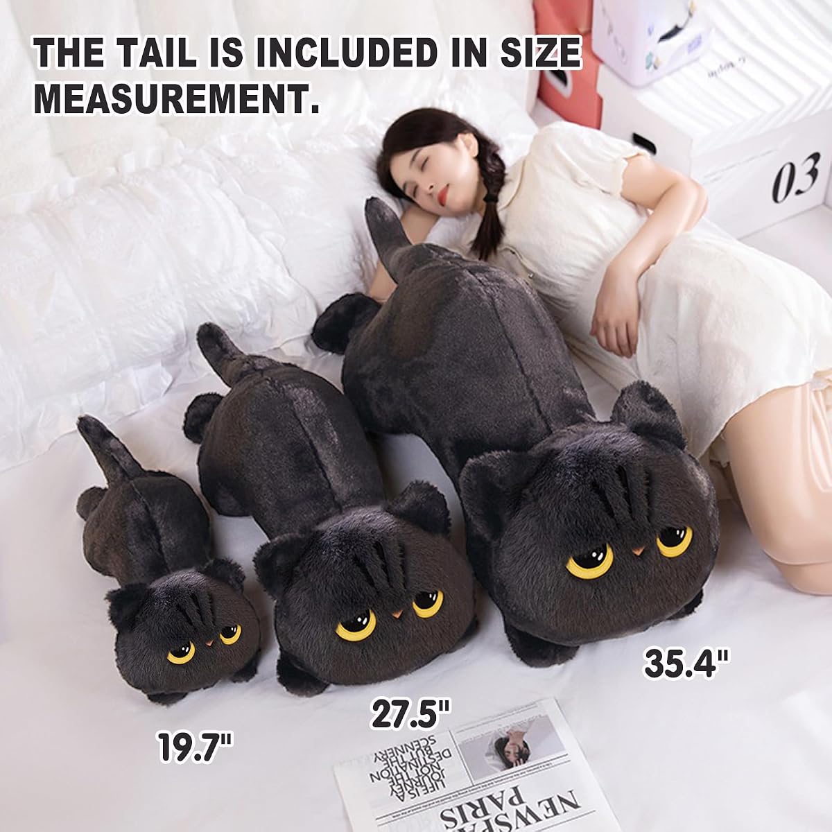 Long Cat Plush Pillow Kitten — 35.4" — view 3