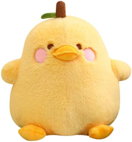 Pear Duck Plush Pillow Fruit — Yellow 12"