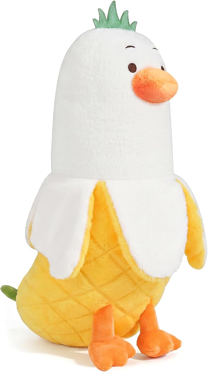 Pineapple Banana Duck Plush Pillow Duck Fruit — White 19.7" — view 2