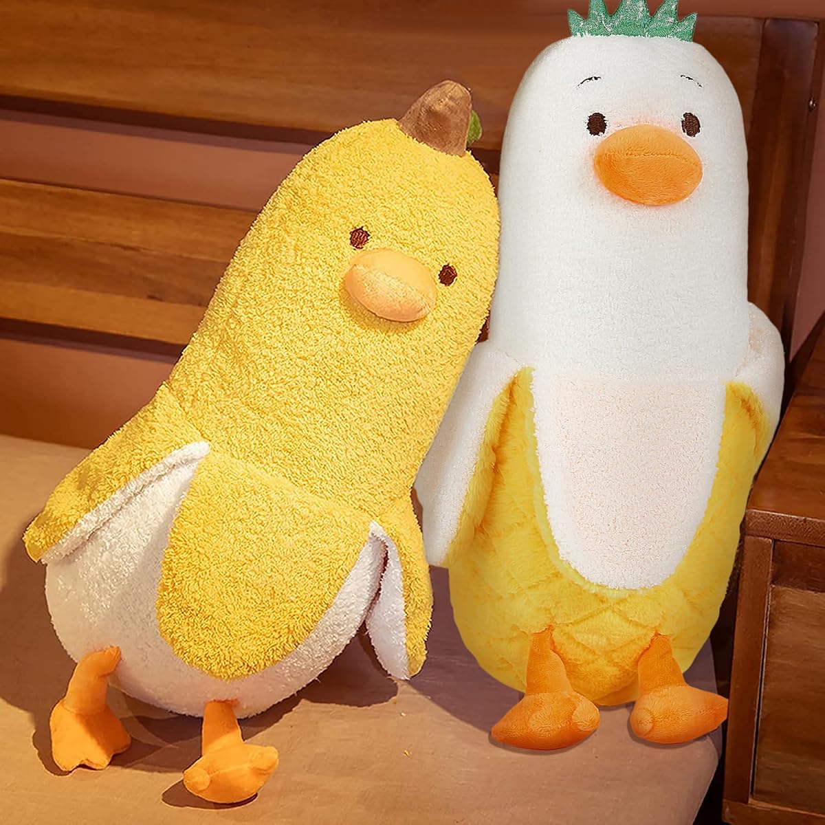 Pineapple Banana Duck Plush Pillow Duck Fruit — White 19.7" — view 5