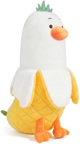 Pineapple Banana Duck Plush Pillow Duck Fruit — White 19.7"