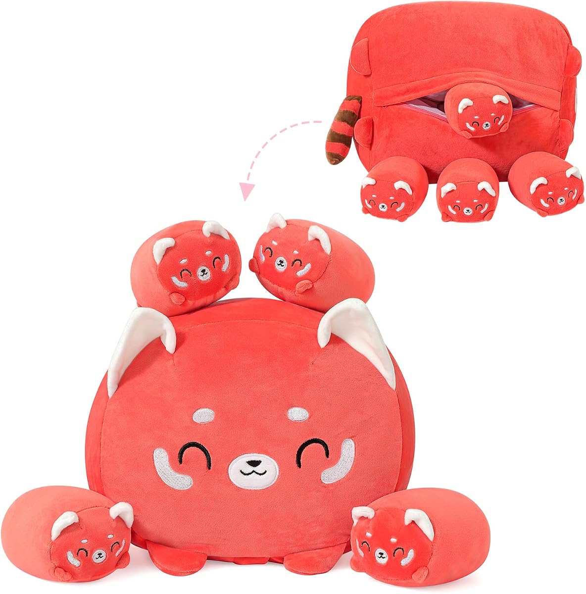 Red Panda 1 Mommy with 4 Babies Inside, 5 Pieces Set Plush — 15.7" — view 2