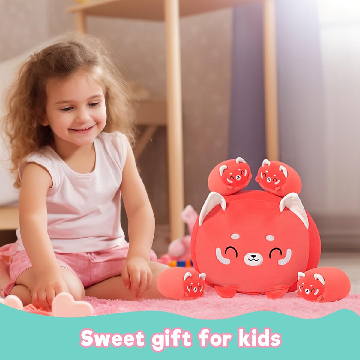 Red Panda 1 Mommy with 4 Babies Inside, 5 Pieces Set Plush — 15.7" — view 3